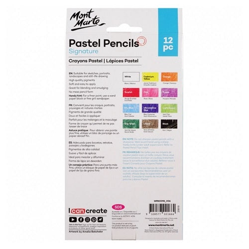 Mont Marte Pastel Pencils - 12 Shades (Multicolor)