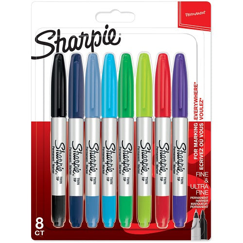 Sharpie Twin Tip Marker Pens - Assorted Colours (Blister of 8)