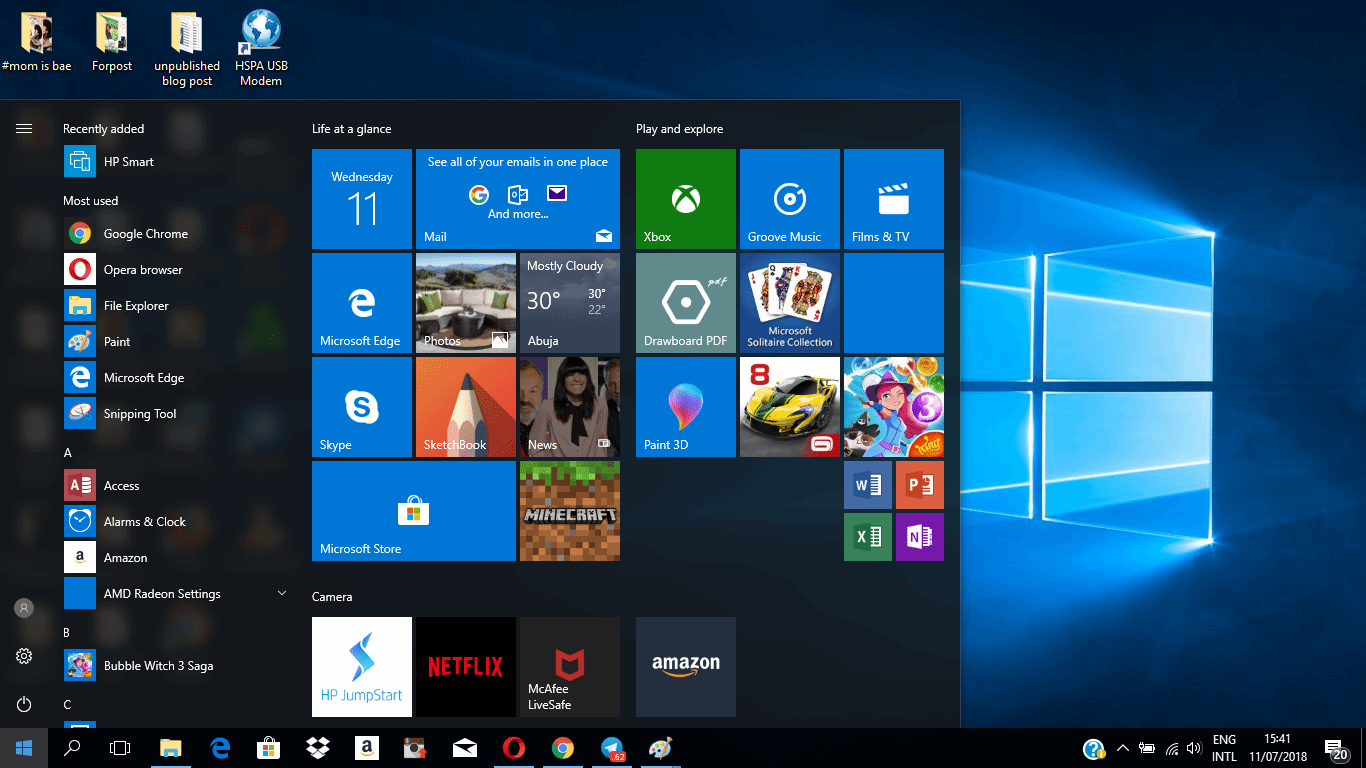 Unique features of  Windows 10