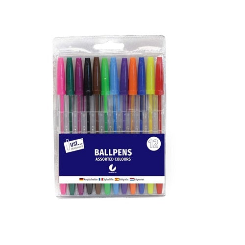 12 Pieces Multi-Coloured Ballpoint Pens