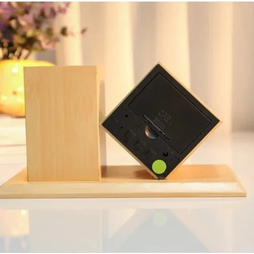 Wooden Led Digital Time Display With Pen Holder