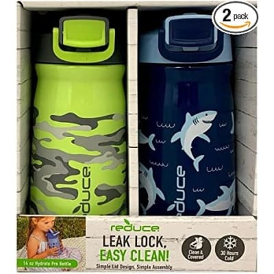 Hydrate Pro Bottle - 2 Pieces - Camo Dolphins Flip Top Cover Straw - 14oz