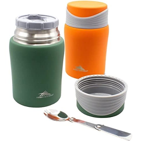 High Sierra Stainless Steel Vacuum Insulated Food Jars - Set Of 2 - Green & Orange