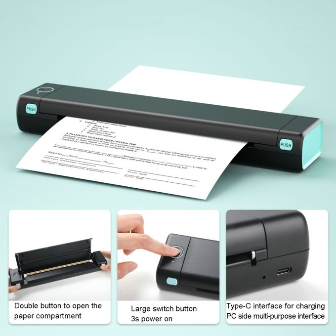 Mobile Wireless Inkless M08f Bluetooth A4 Thermal Printer