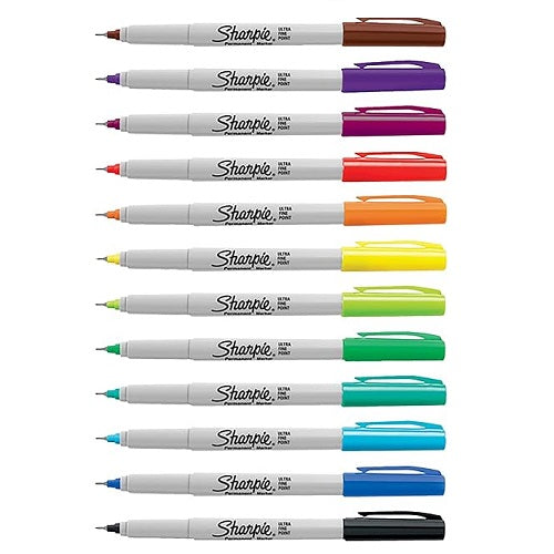 Permanent Markers, Ultra Fine Tip, Pack Of 12, Assorted Fun Colors
