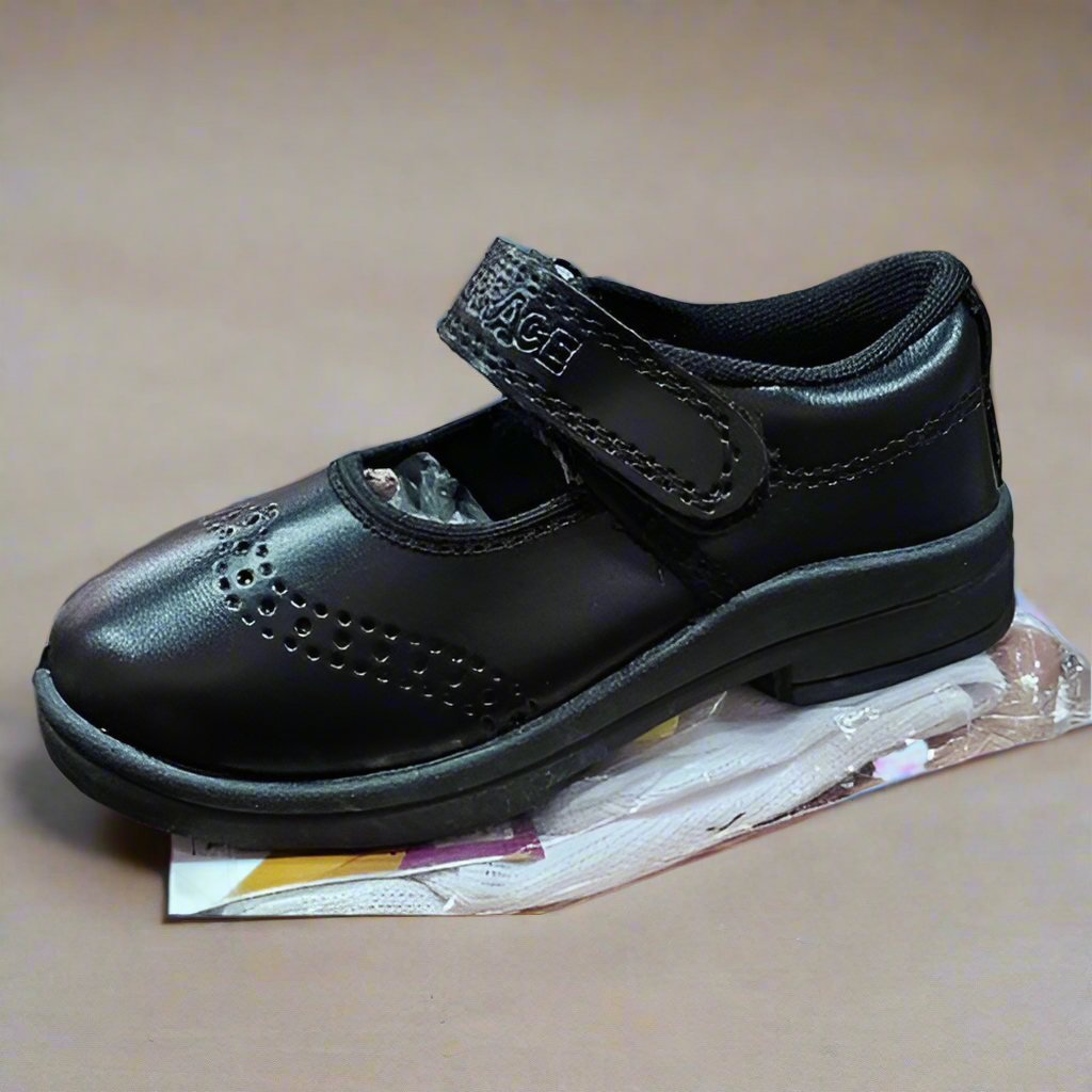 School Shoes for Girls With White Socks  - Black