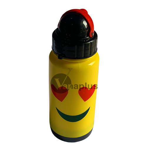 Emoji Smiley Heart Water Bottle With Straw - Yellow @ Vanaplus Ventures | Stationeries, Computer Accessories and Art Materials 