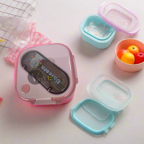 Poly Unicorn Plastic Air-Tight Lunch Box for School Girls @ Vanaplus Ventures | Stationeries, Computer Accessories and Art Materials 