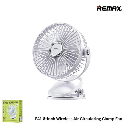 REMAX F41 6-Inch Wireless Air Circulating Clamp Fan @ @ Vanaplus Ventures | Stationaries, Computer Accessories, Art Materials