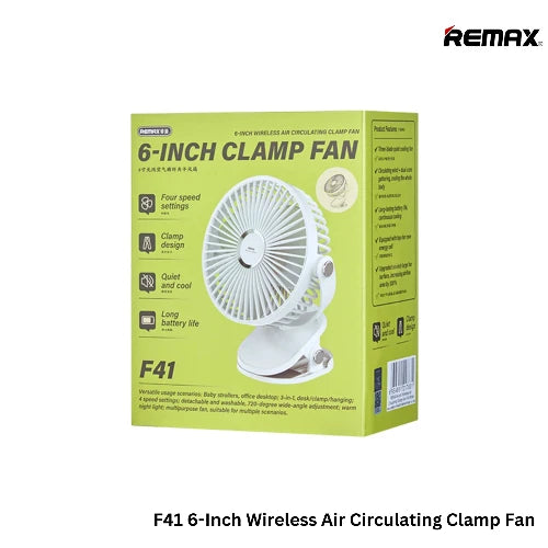 REMAX F41 6-Inch Wireless Air Circulating Clamp Fan @ Vanaplus  Ventures | Stationaries, Computer Accessories, Art Materials
