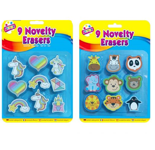 Novelty Erasers - 9 pieces