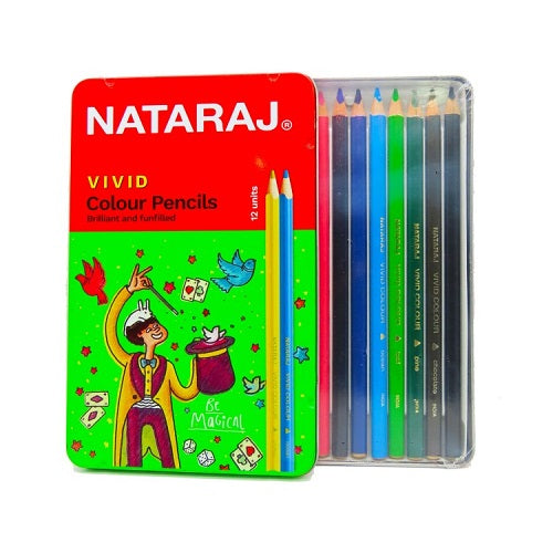 12 Awọ ikọwe pẹlu Sharpener - Nataraj