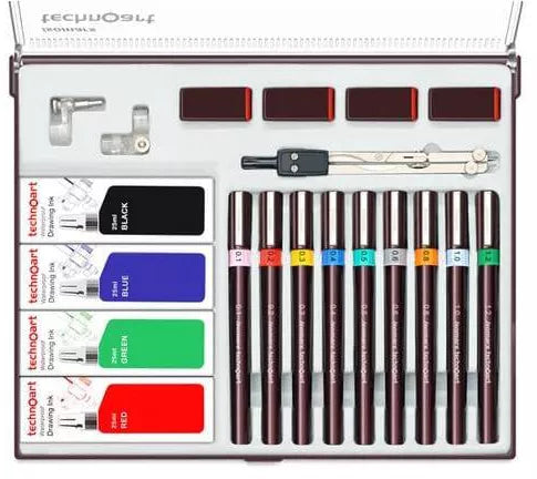 Isomars Technoart Technical Drawing Pen Set of 9