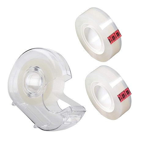 Plastic tape dispenser with 2 CLEAR tape 18 mm