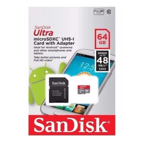 SanDisk Ultra 64GB Kaadi Iranti &amp; Adapter