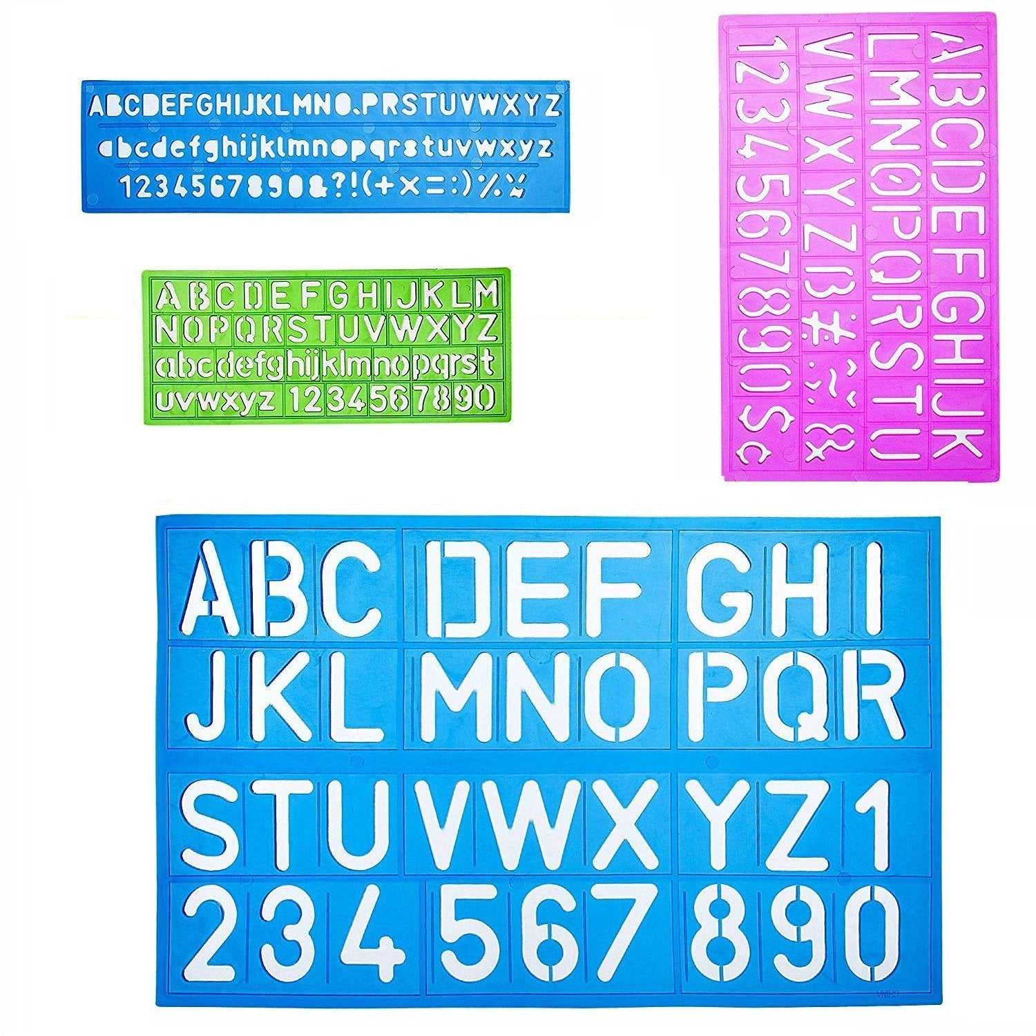 Stencil Templates with Letters & Numbers - set of 4